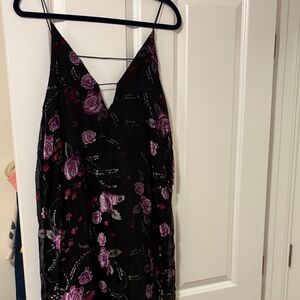 Floral Black and Purple Dress